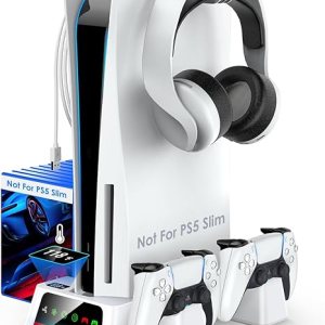 PS5 Stand and Cooling Station with Temperature Sensor (𝐍𝐨𝐭 𝐟𝐨𝐫 𝐏𝐒𝟓 𝐒𝐥𝐢𝐦)
